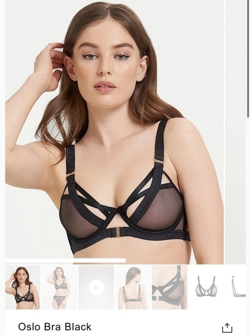 Like New Bluebella Oslo Black Sheer Strappy Bra